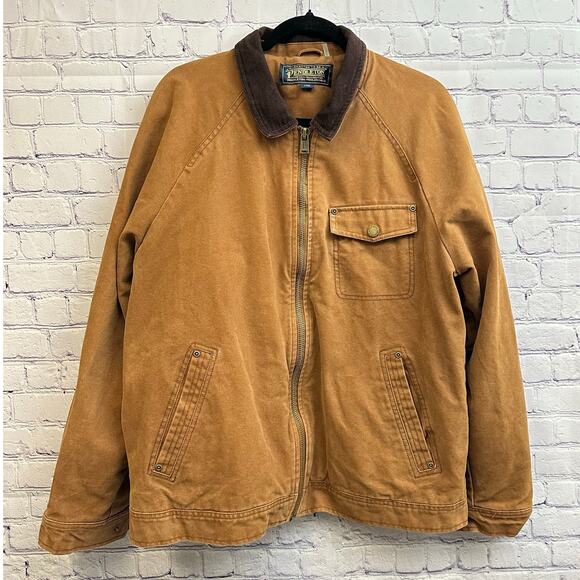 Pendleton Wollen Mills Workwear Trucker Jacket Brown Men's Large Chore Jacket - Picture 1 of 14